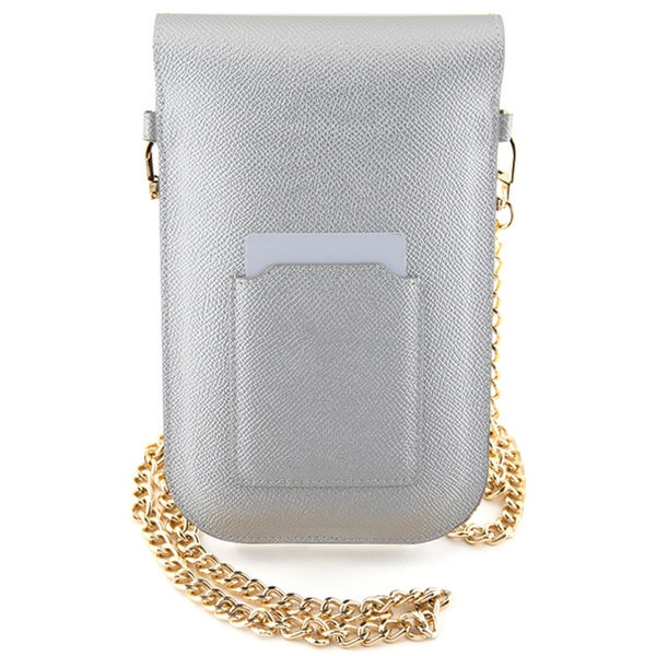 Hello Kitty - Leather Metal Logo Chain (HKOWBPGHDLMS) - Phone Pouch, Crossbody - Silver