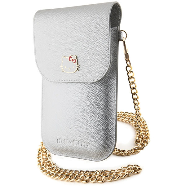 Hello Kitty - Leather Metal Logo Chain (HKOWBPGHDLMS) - Phone Pouch, Crossbody - Silver