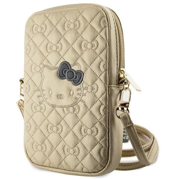 Hello Kitty - Leather Quilted Bows Strap (HKPBPEKHBPD) - Phone Pouch, Crossbody - Gold