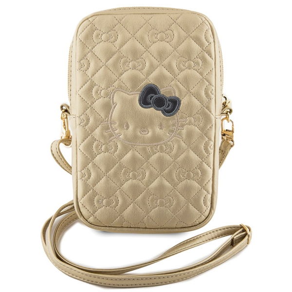 Hello Kitty - Leather Quilted Bows Strap (HKPBPEKHBPD) - Phone Pouch, Crossbody - Gold