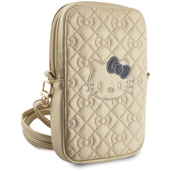 Hello Kitty - Leather Quilted Bows Strap (HKPBPEKHBPD) - Phone Pouch, Crossbody - Gold