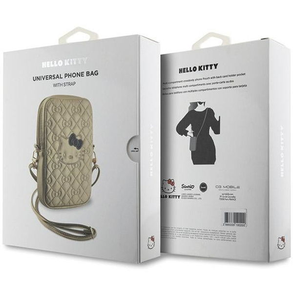Hello Kitty - Leather Quilted Bows Strap (HKPBPEKHBPD) - Phone Pouch, Crossbody - Gold
