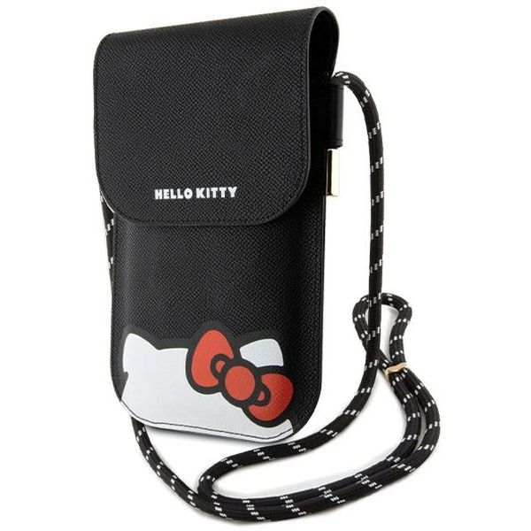 Hello Kitty - Leather Hiding Kitty Cord (HKOWBPSCKEK) - Phone Pouch, Crossbody - Black