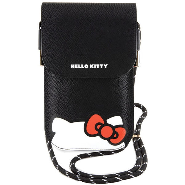 Hello Kitty - Leather Hiding Kitty Cord (HKOWBPSCKEK) - Phone Pouch, Crossbody - Black