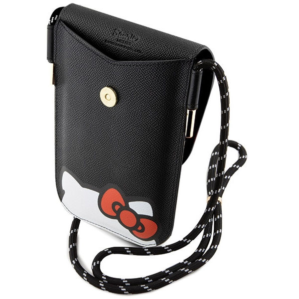 Hello Kitty - Leather Hiding Kitty Cord (HKOWBPSCKEK) - Phone Pouch, Crossbody - Black