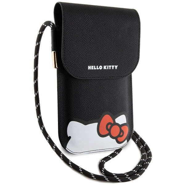 Hello Kitty - Leather Hiding Kitty Cord (HKOWBPSCKEK) - Phone Pouch, Crossbody - Black