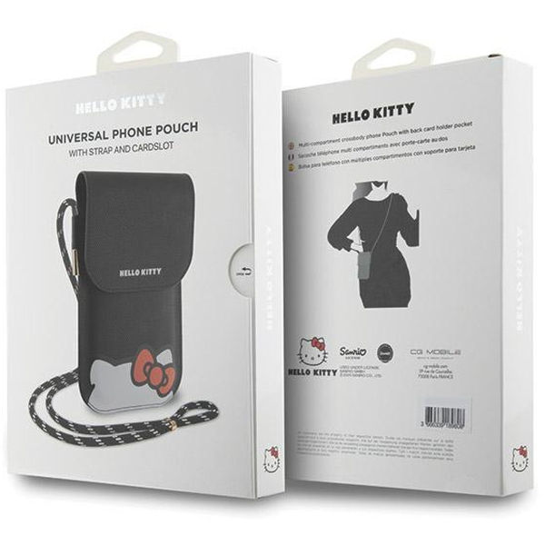 Hello Kitty - Leather Hiding Kitty Cord (HKOWBPSCKEK) - Phone Pouch, Crossbody - Black