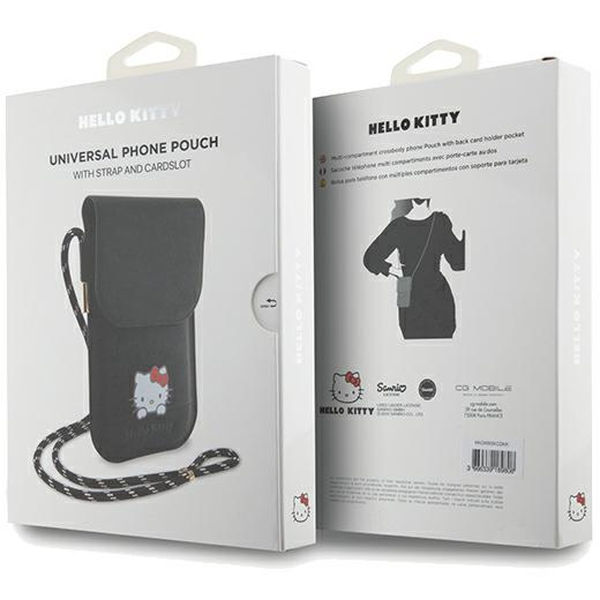 Hello Kitty - Leather Daydreaming Cord (HKOWBSKCDKK) - Phone Pouch, Crossbody - Black