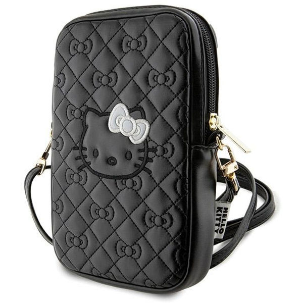 Hello Kitty - Leather Quilted Bows Strap (HKPBPEKHBPK) - Phone Pouch, Crossbody - Black