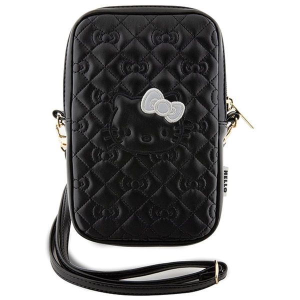 Hello Kitty - Leather Quilted Bows Strap (HKPBPEKHBPK) - Phone Pouch, Crossbody - Black