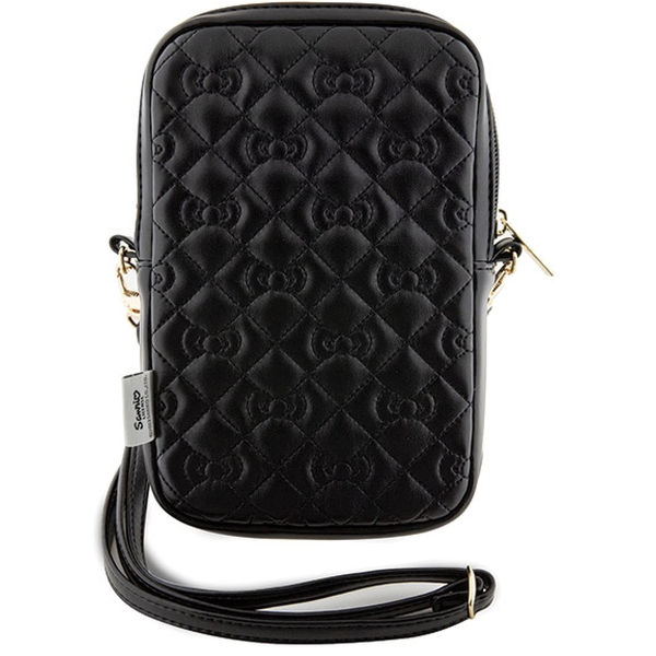 Hello Kitty - Leather Quilted Bows Strap (HKPBPEKHBPK) - Phone Pouch, Crossbody - Black