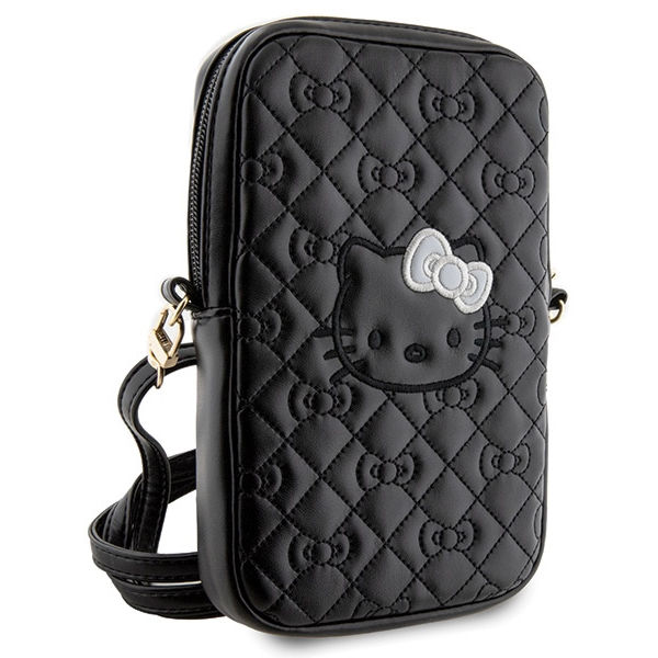 Hello Kitty - Leather Quilted Bows Strap (HKPBPEKHBPK) - Phone Pouch, Crossbody - Black