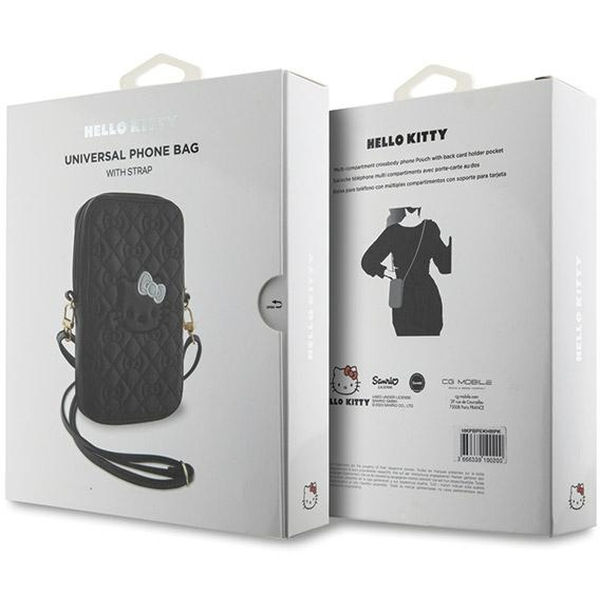 Hello Kitty - Leather Quilted Bows Strap (HKPBPEKHBPK) - Phone Pouch, Crossbody - Black