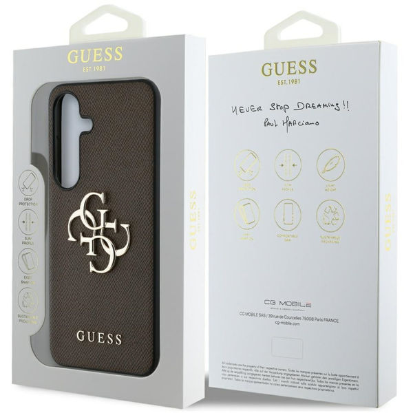 Guess - Hardcase 4G Grained Big and Classic Logo (GUHCS25SPGT4MBW) - Samsung Galaxy S25 - Brown