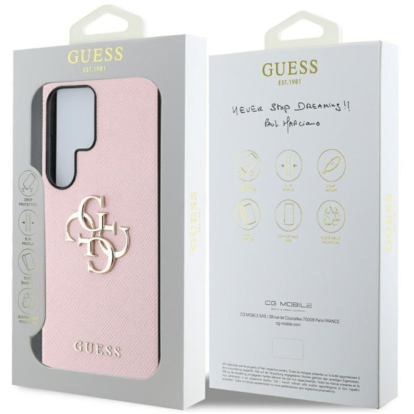 Guess - Hardcase 4G Grained Big and Classic Logo (GUHCS25LPGT4MBP) - Samsung Galaxy S25 Ultra - Pink