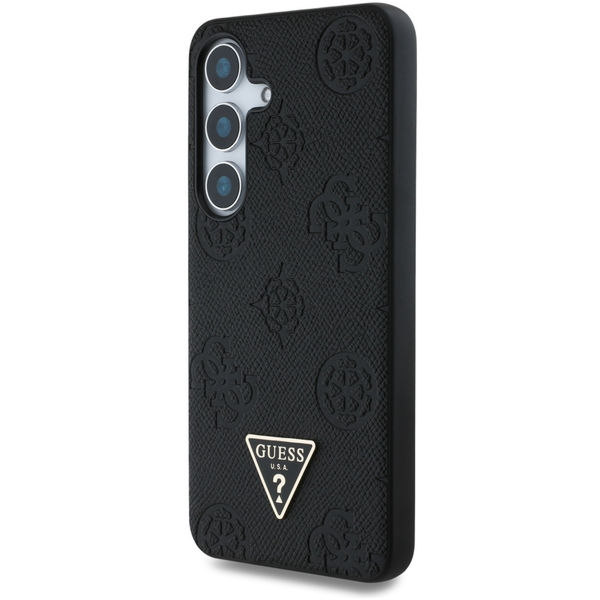 Guess - Peony Grained Hot Stamp Triangle Logo MagSafe (GUHMS25SPGBTMK) - Samsung Galaxy S25 - Black