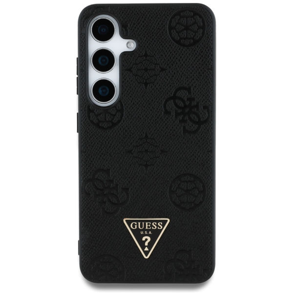 Guess - Peony Grained Hot Stamp Triangle Logo MagSafe (GUHMS25SPGBTMK) - Samsung Galaxy S25 - Black