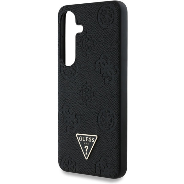 Guess - Peony Grained Hot Stamp Triangle Logo MagSafe (GUHMS25SPGBTMK) - Samsung Galaxy S25 - Black
