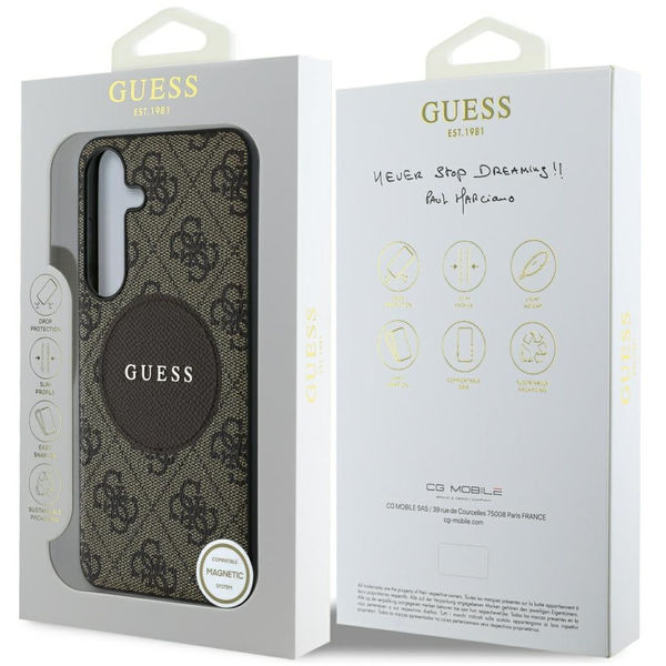 Guess - 4G Circle Classic Logo MagSafe (GUHMS25SP4PGRSGW) - Samsung Galaxy S25 - Brown