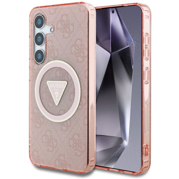 Guess - IML Metal Glitter 4G Circle Triangle MagSafe (GUHMS25SHG4PRTGP) - Samsung Galaxy S25 - Pink