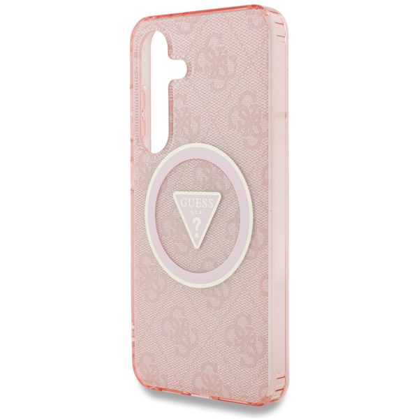 Guess - IML Metal Glitter 4G Circle Triangle MagSafe (GUHMS25SHG4PRTGP) - Samsung Galaxy S25 - Pink