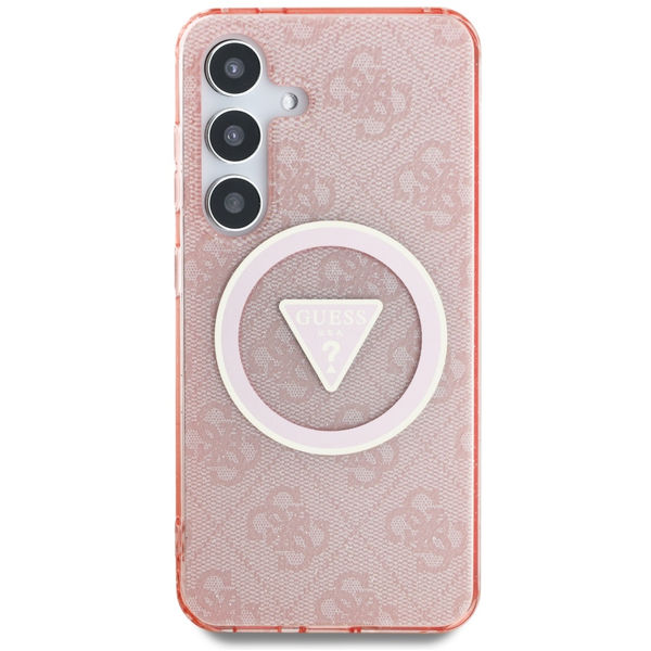 Guess - IML Metal Glitter 4G Circle Triangle MagSafe (GUHMS25SHG4PRTGP) - Samsung Galaxy S25 - Pink