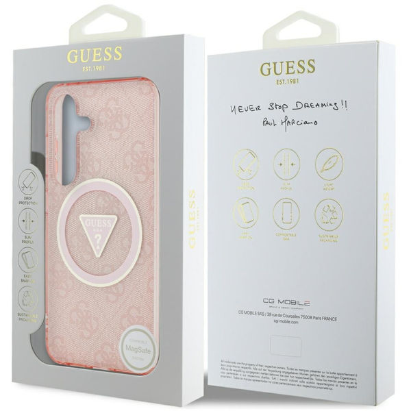 Guess - IML Metal Glitter 4G Circle Triangle MagSafe (GUHMS25SHG4PRTGP) - Samsung Galaxy S25 - Pink