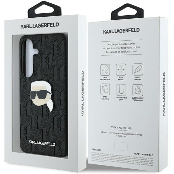 Karl Lagerfeld - Hardcase Monogram Leather (KLHCS25SPGKLKIPK) - Samsung Galaxy S25 - Karl Head Pin