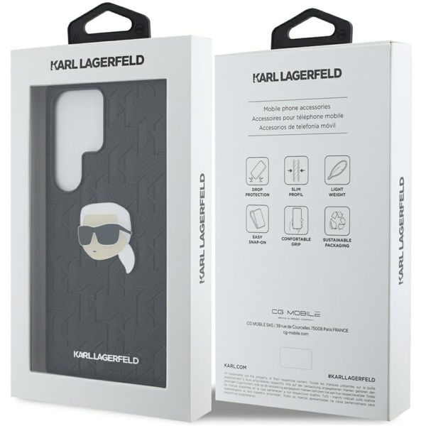 Karl Lagerfeld - Hardcase Monogram Leather (KLHCS25LPGKLKIPK) - Samsung Galaxy S25 Ultra - Karl Head Pin