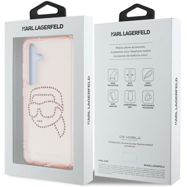 Karl Lagerfeld - IML Rhinestones (KLHCS25SHKHDCELP) - Samsung Galaxy S25 - Pink Karl Head