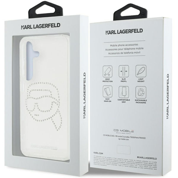 Karl Lagerfeld - IML Rhinestones (KLHCS25SHKHDCELT) - Samsung Galaxy S25 - Transparent Karl Head