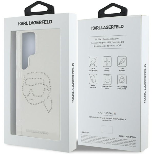 Karl Lagerfeld - IML Rhinestones (KLHCS25LHKHDCELT) - Samsung Galaxy S25 Ultra - Transparent Karl Head