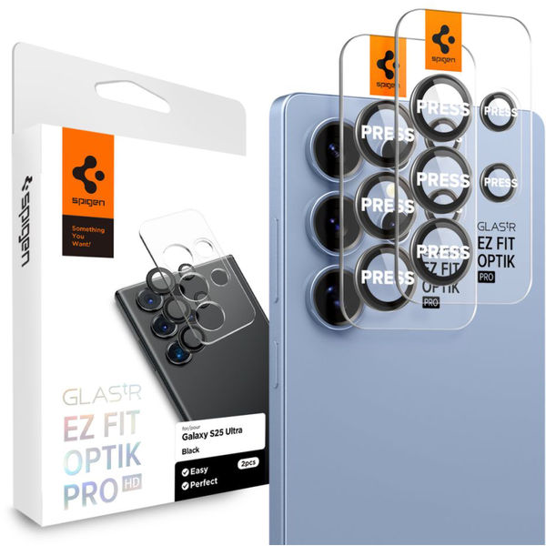 Spigen - Optik.tR EZ Fit Pro Camera Glass (2 pack) - Samsung Galaxy S25 Ultra - Black