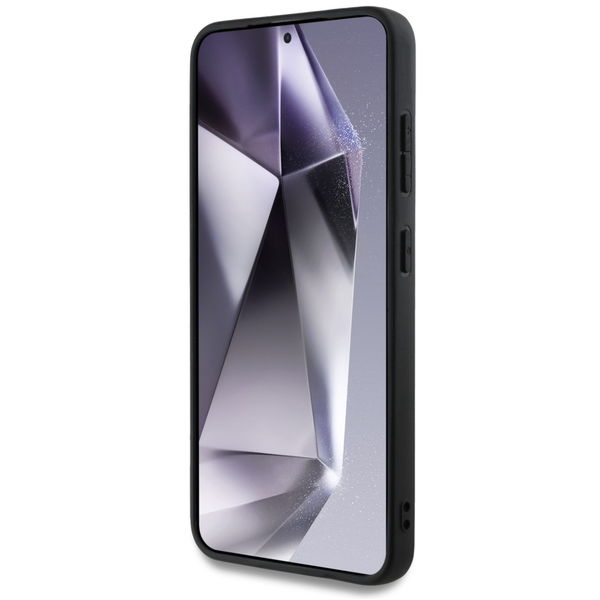 Guess - Leather Grained Hot Stamp 4G Triangle Metal (GUHCS25SPGP4STRK) - Samsung Galaxy S25 - Black