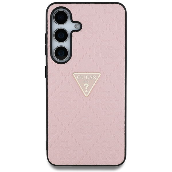 Guess - Leather Grained Hot Stamp 4G Triangle Metal (GUHCS25SPGP4STRP) - Samsung Galaxy S25 - Pink