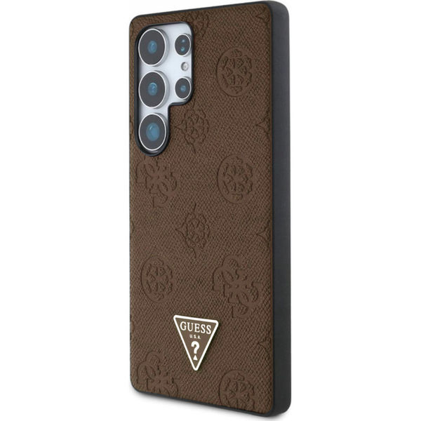 Guess - Peony Grained Hot Stamp Triangle Logo MagSafe (GUHMS25LPGBTMW) - Samsung Galaxy S25 Ultra - Brown