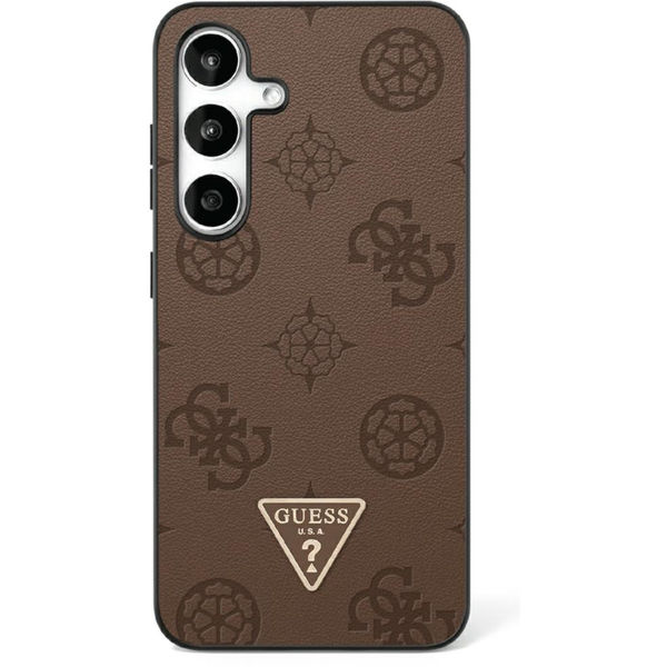 Guess - Peony Grained Hot Stamp Triangle Logo MagSafe (GUHMS25LPGBTMW) - Samsung Galaxy S25 Ultra - Brown