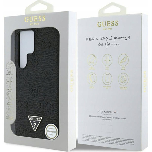 Guess - Peony Grained Hot Stamp Triangle Logo MagSafe (GUHMS25LPGBTMW) - Samsung Galaxy S25 Ultra - Brown