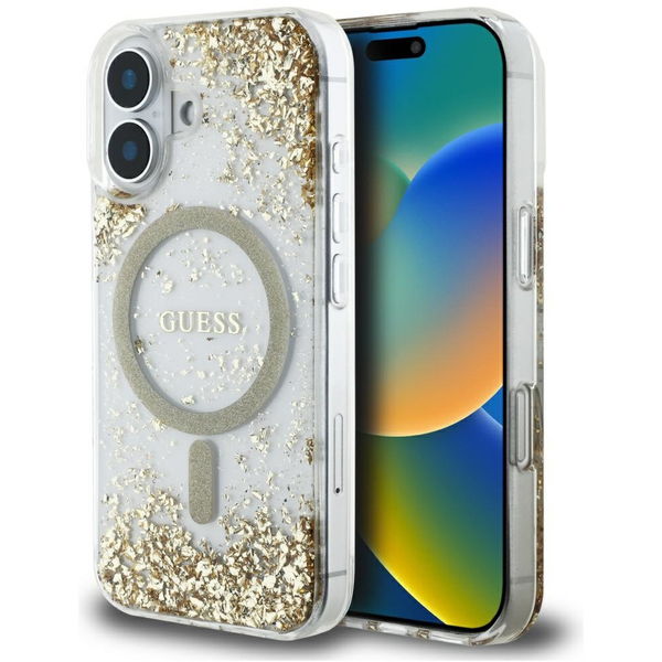 Guess - Hardcase Resin Bottom Glitter MagSafe (GUHMP16SRGRGED) - iPhone 16 - Gold