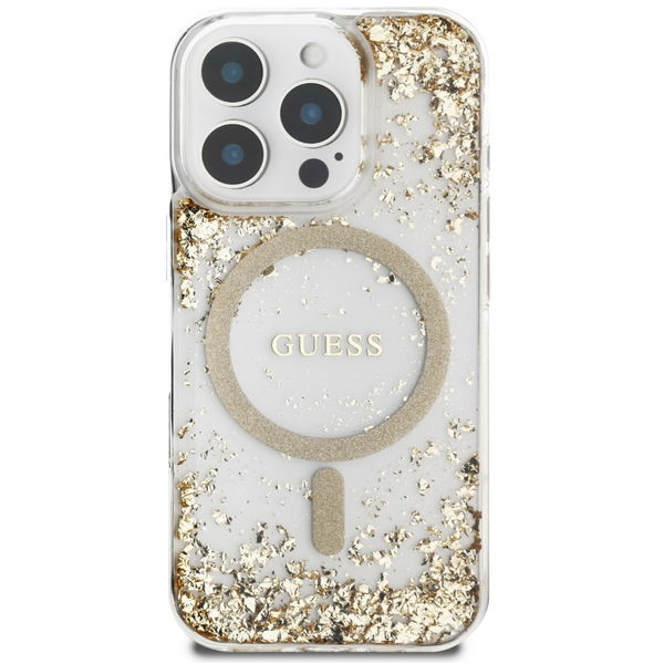Guess - Hardcase Resin Bottom Glitter MagSafe (GUHMP16LRGRGED) - iPhone 16 Pro - Gold
