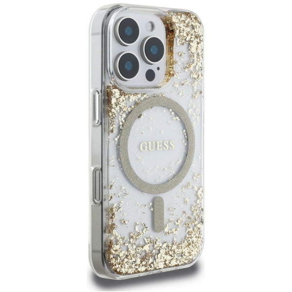 Guess - Hardcase Resin Bottom Glitter MagSafe (GUHMP16LRGRGED) - iPhone 16 Pro - Gold