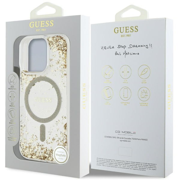Guess - Hardcase Resin Bottom Glitter MagSafe (GUHMP16LRGRGED) - iPhone 16 Pro - Gold