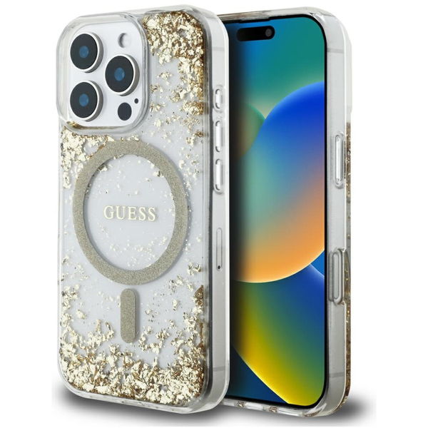Guess - Hardcase Resin Bottom Glitter MagSafe (GUHMP16XRGRGED) - iPhone 16 Pro Max - Gold