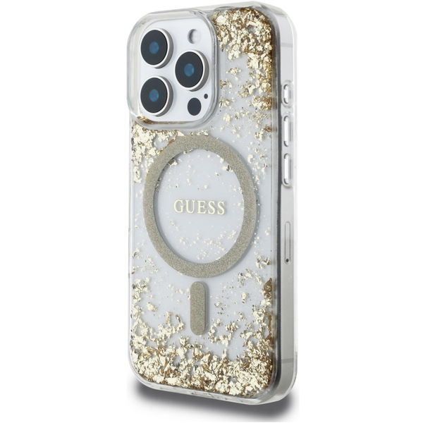 Guess - Hardcase Resin Bottom Glitter MagSafe (GUHMP16XRGRGED) - iPhone 16 Pro Max - Gold