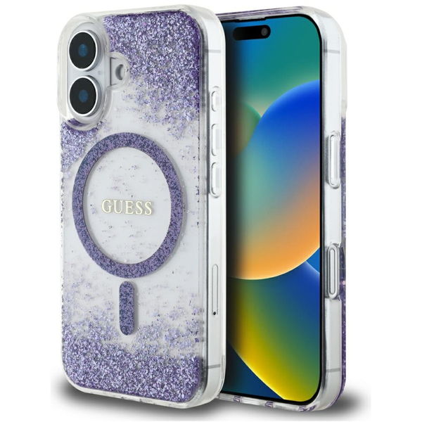 Guess - Hardcase Resin Bottom Glitter MagSafe (GUHMP16SRGRGEU) - iPhone 16 - Purple