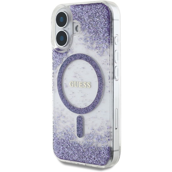 Guess - Hardcase Resin Bottom Glitter MagSafe (GUHMP16SRGRGEU) - iPhone 16 - Purple