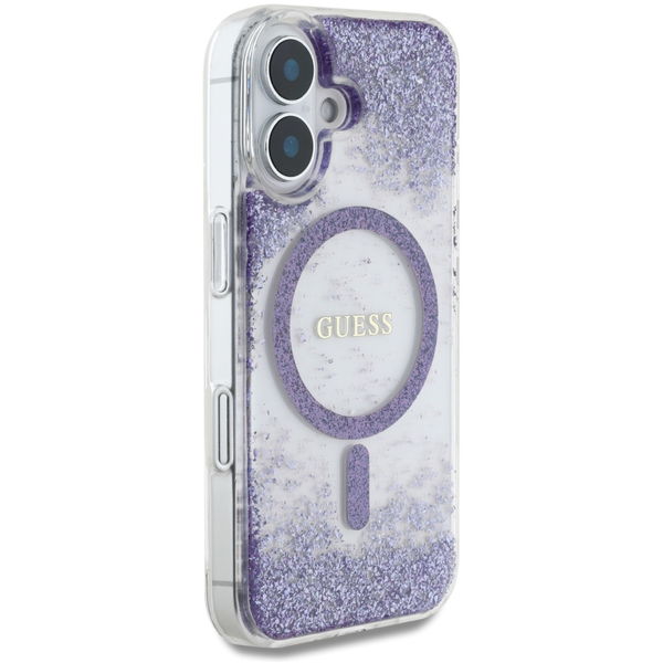 Guess - Hardcase Resin Bottom Glitter MagSafe (GUHMP16SRGRGEU) - iPhone 16 - Purple