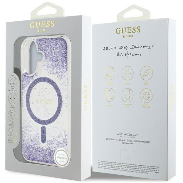 Guess - Hardcase Resin Bottom Glitter MagSafe (GUHMP16SRGRGEU) - iPhone 16 - Purple