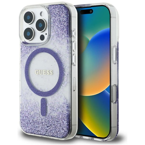 Guess - Hardcase Resin Bottom Glitter MagSafe (GUHMP16XRGRGEU) - iPhone 16 Pro Max - Purple