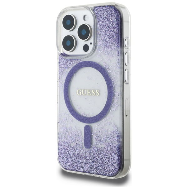 Guess - Hardcase Resin Bottom Glitter MagSafe (GUHMP16XRGRGEU) - iPhone 16 Pro Max - Purple